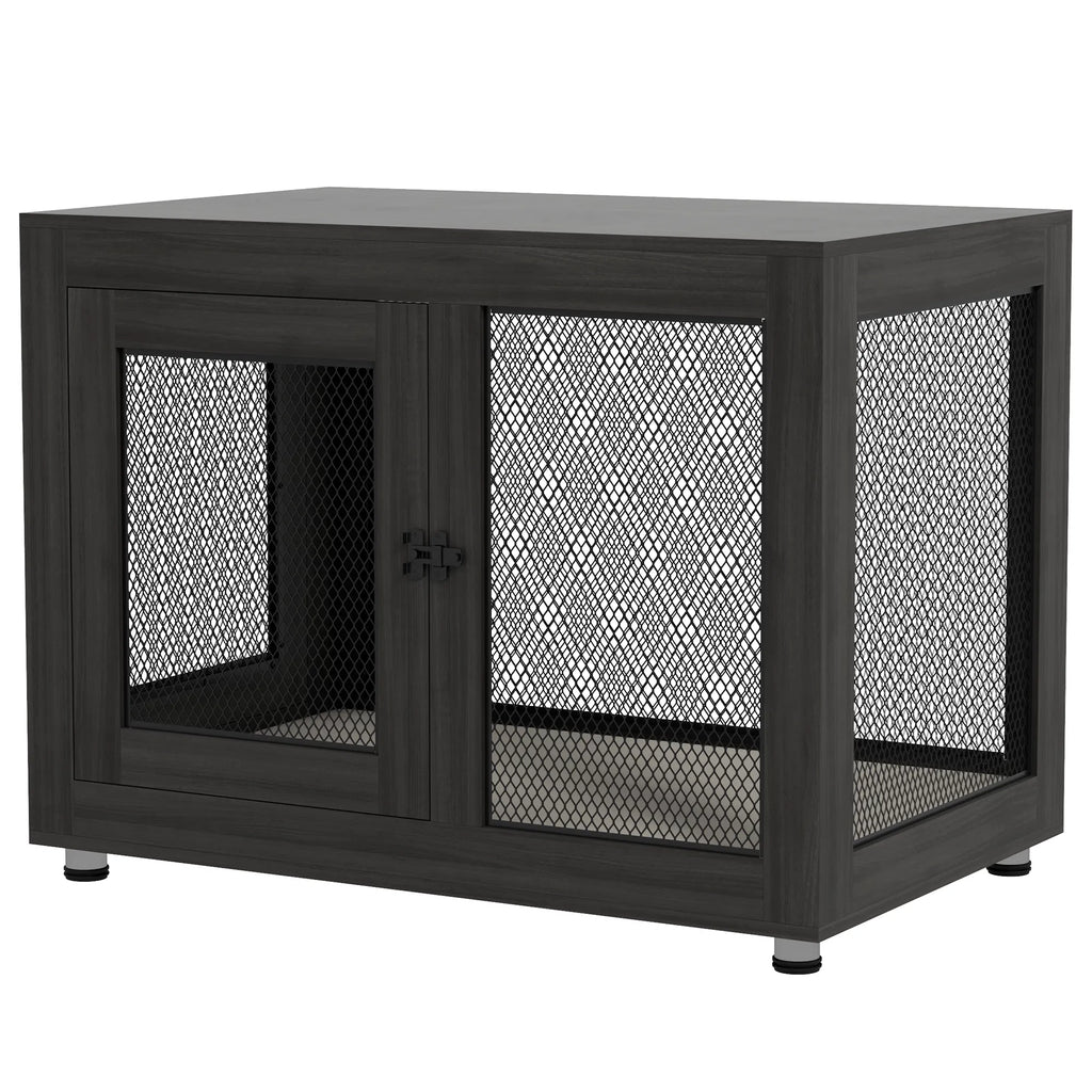 Pet Crate End Table with Water-resistant Cushion for Dogs