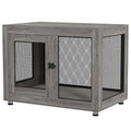 Pet Crate End Table with Water-Resistant Cushion for Dogs – Grey