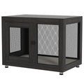 Pet Crate End Table with Water-resistant Cushion for Dogs – Black