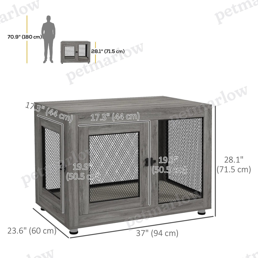 Pet Crate End Table with Water-Resistant Cushion for Dogs – view 3
