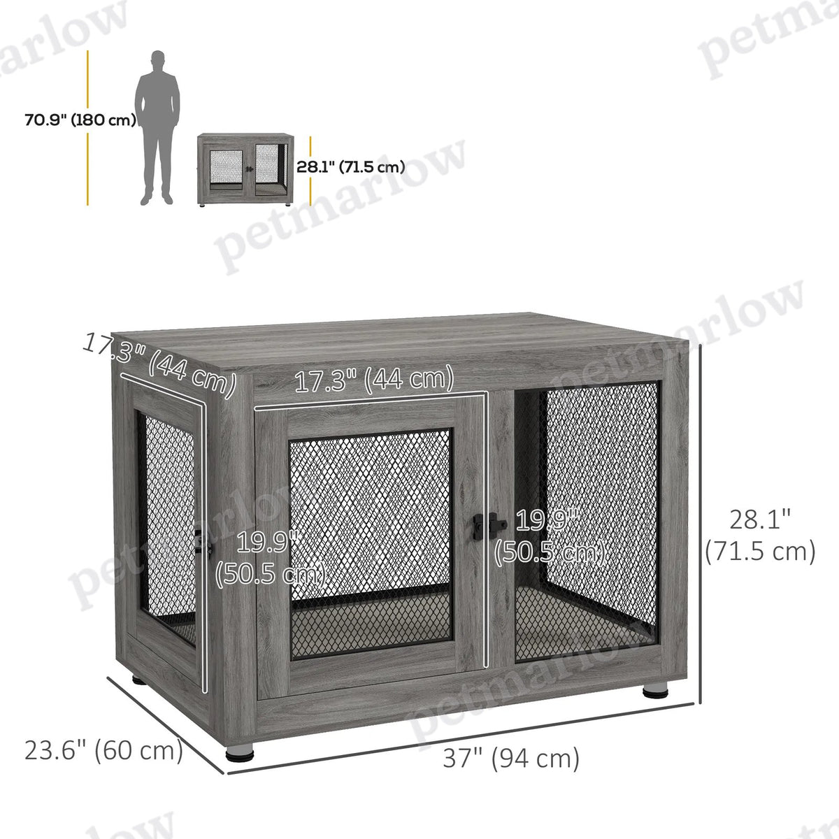 Pet Crate End Table with Water-Resistant Cushion for Dogs – view 3