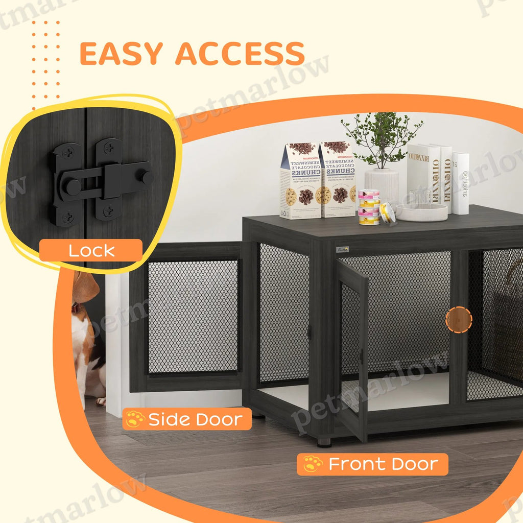 Pet Crate End Table with Water-resistant Cushion for Dogs – view 3