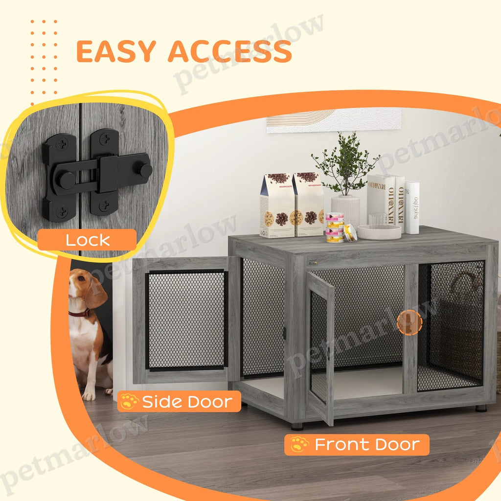 Pet Crate End Table with Water-Resistant Cushion for Dogs – view 4