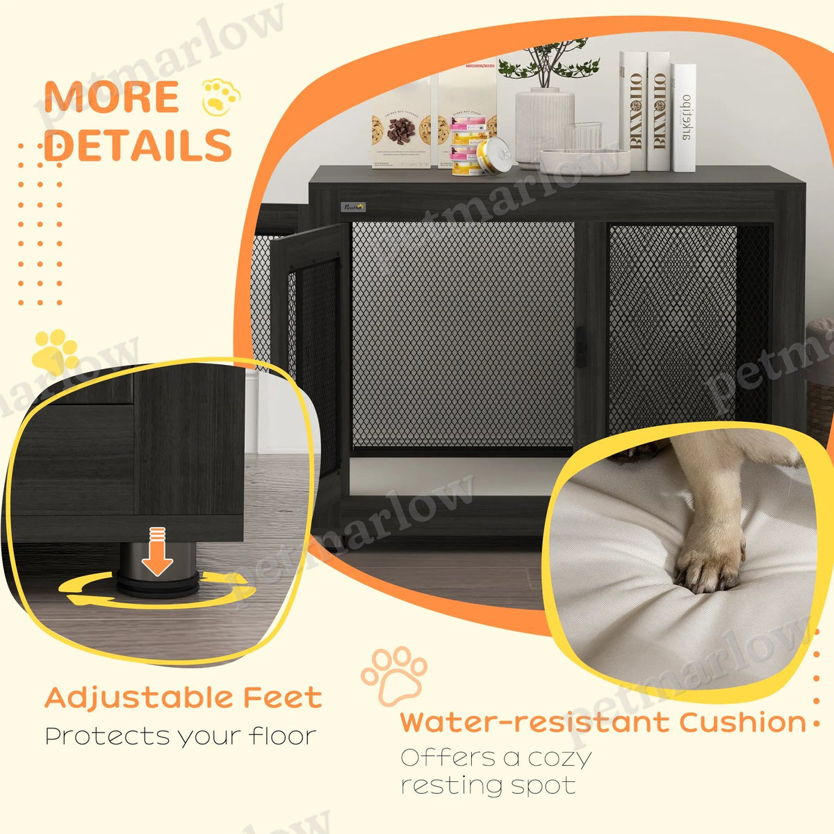 Pet Crate End Table with Water-resistant Cushion for Dogs – view 4