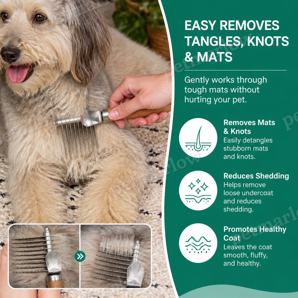 Pet Dematting Comb – Undercoat & Knot Remover – view 3