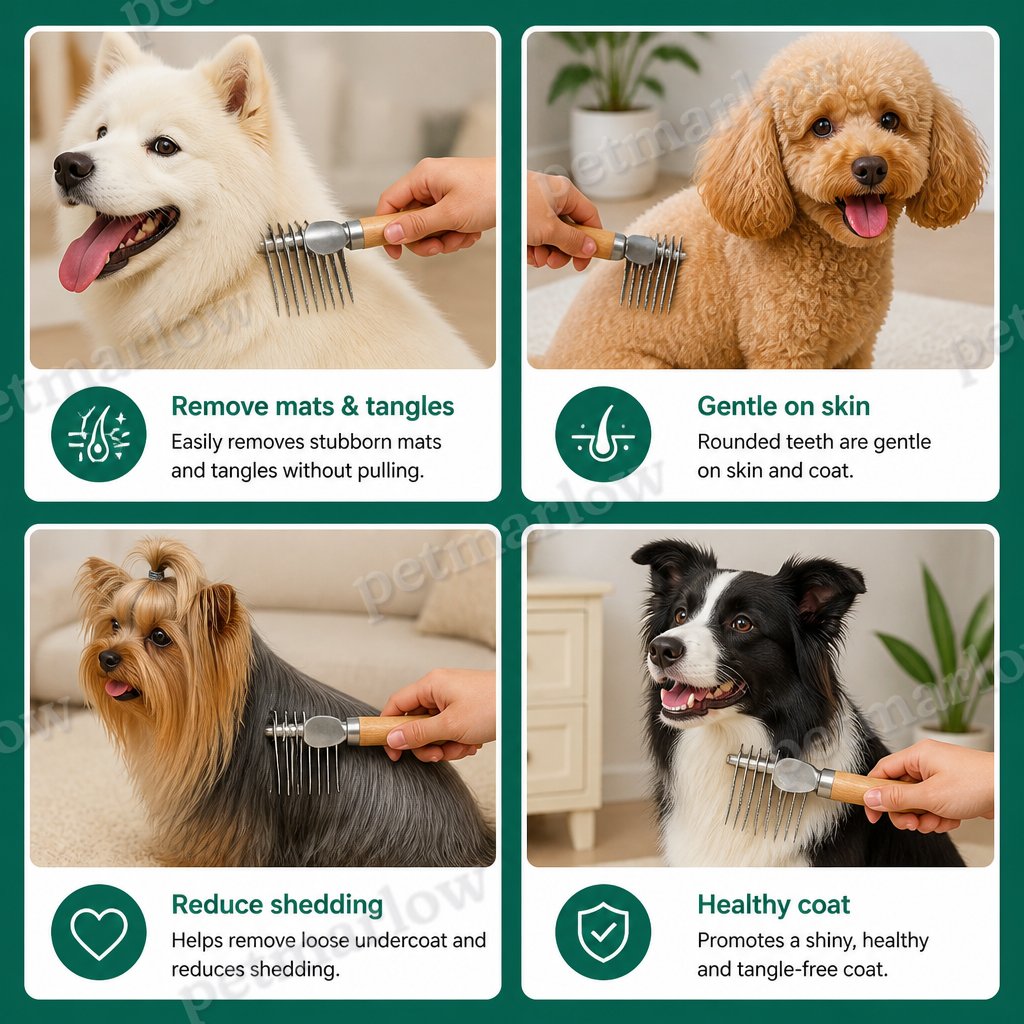 Pet Dematting Comb – Undercoat & Knot Remover – view 4