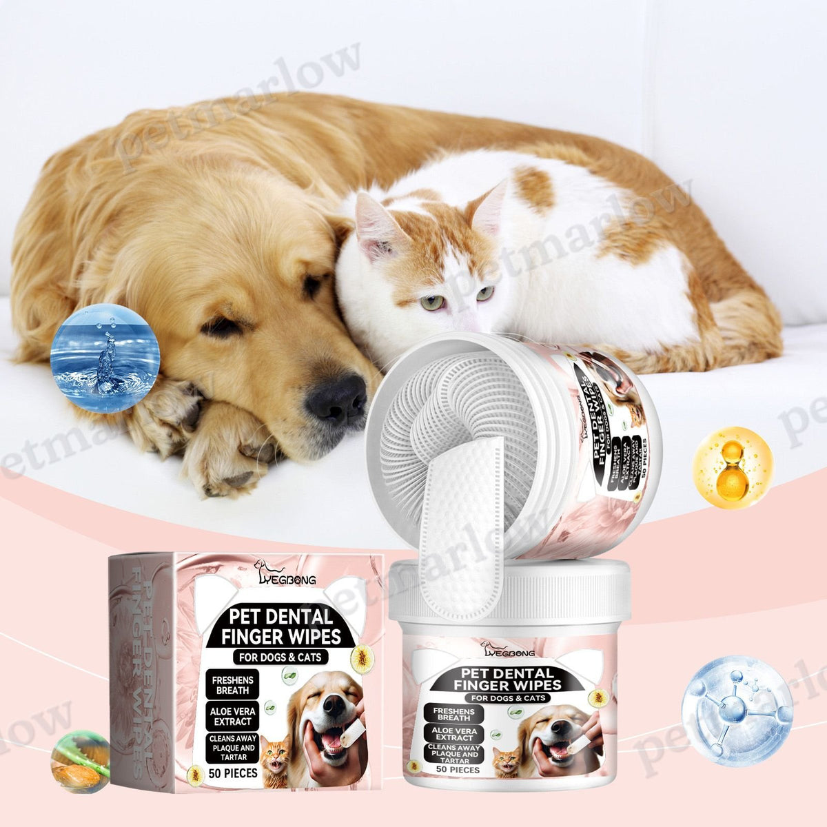 Pet Dental Finger Wipes for Dogs and Cats - 50 Pieces – view 2