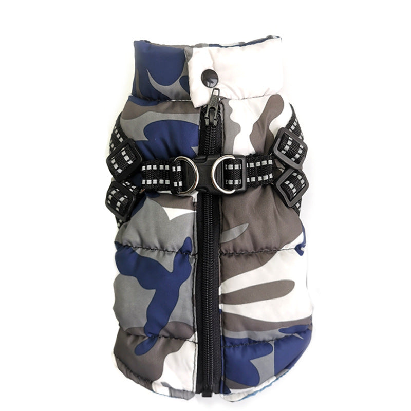 Pet Dog Jacket With Lace Up Winter Warm Puppy Costume Odd – Blue / S