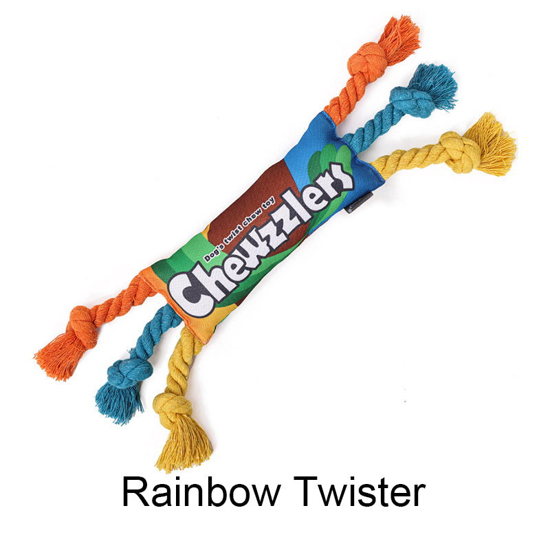 Pet Dog Rainbow Twist Candy Toy Resist Cotton Dog Ropes Ball Soundmaking Chew Interactive Toys – StyleA