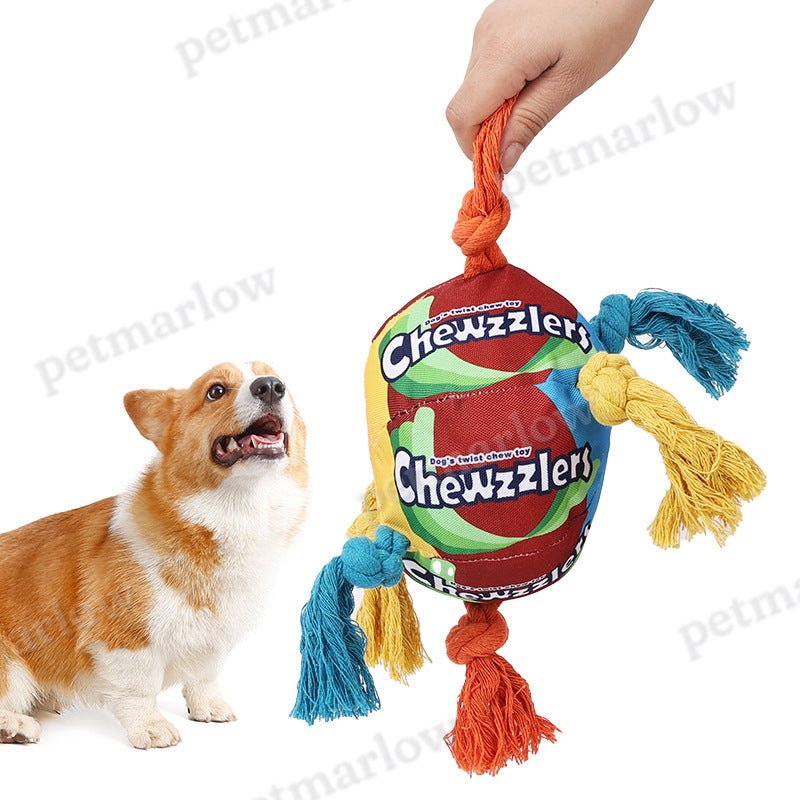 Pet Dog Rainbow Twist Candy Toy Resist Cotton Dog Ropes Ball Soundmaking Chew Interactive Toys – view 5