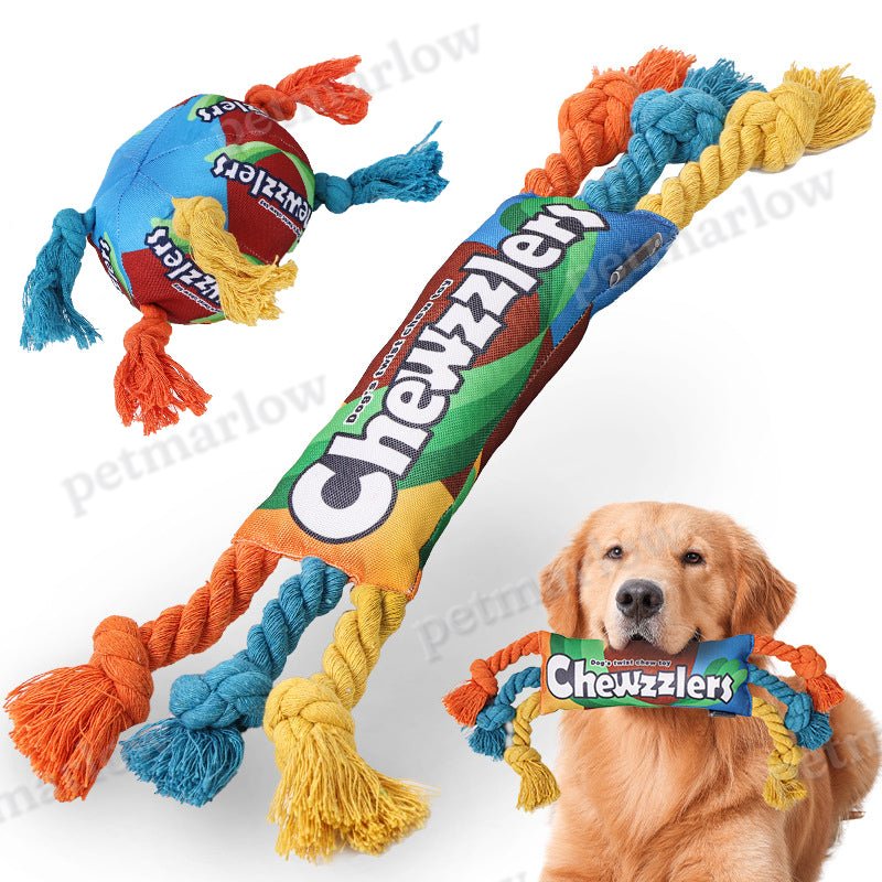 Pet Dog Rainbow Twist Candy Toy Resist Cotton Dog Ropes Ball Soundmaking Chew Interactive Toys – view 6