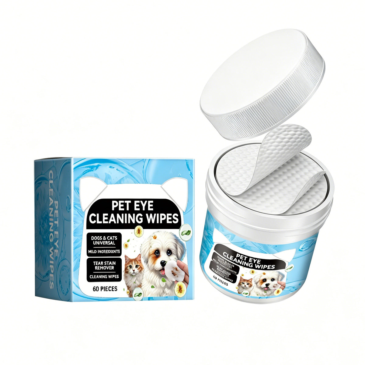Pet Eye Cleaning Wipes for Dogs and Cats, Tear Stain Remover Pads