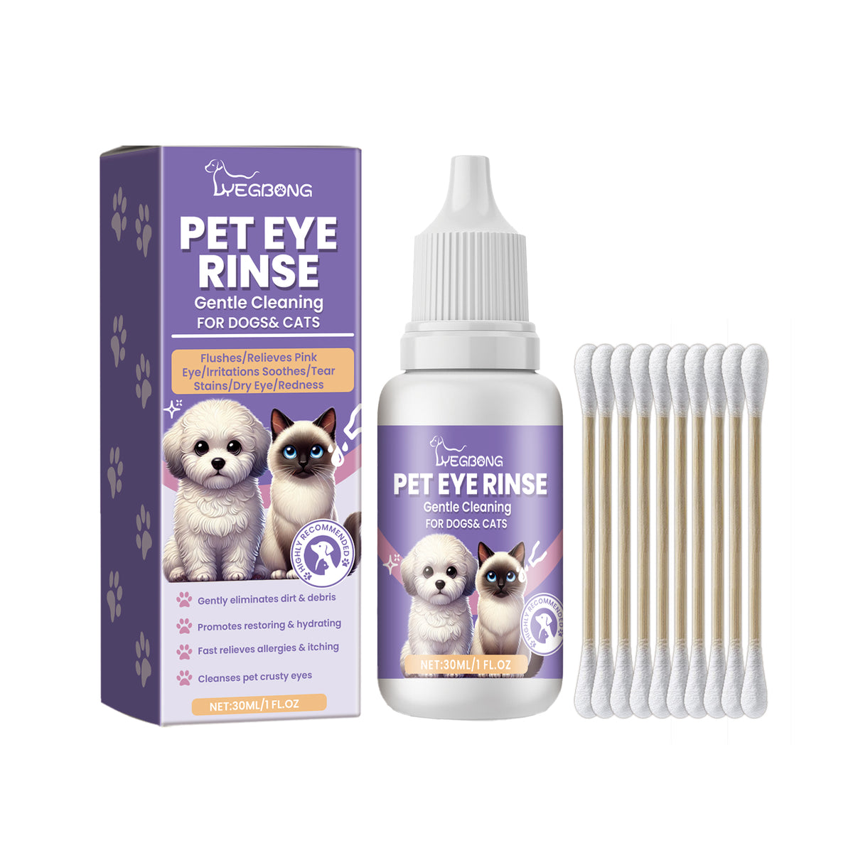Pet Eye Rinse for Dogs & Cats, Gentle Eye Cleaner Solution