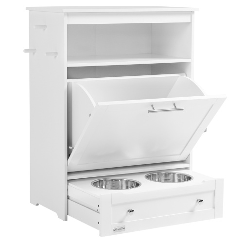 Pet Feeder Station Locker for Dogs and Cats – White