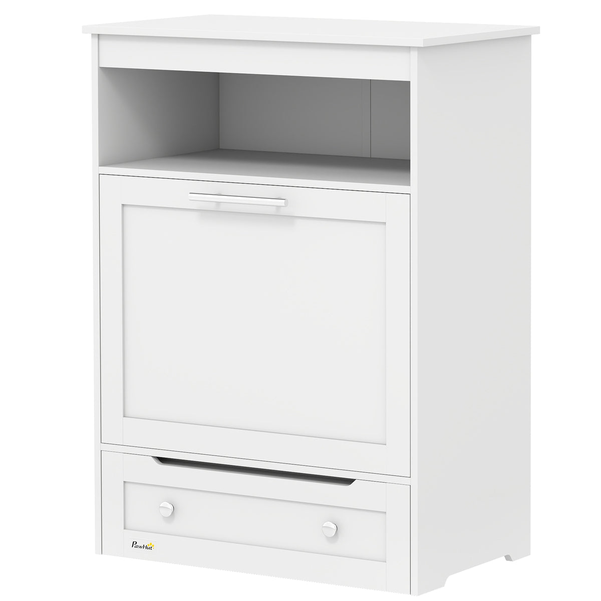 Pet Feeder Station Storage Cabinet with Bowls – White / 935x505x210 mm