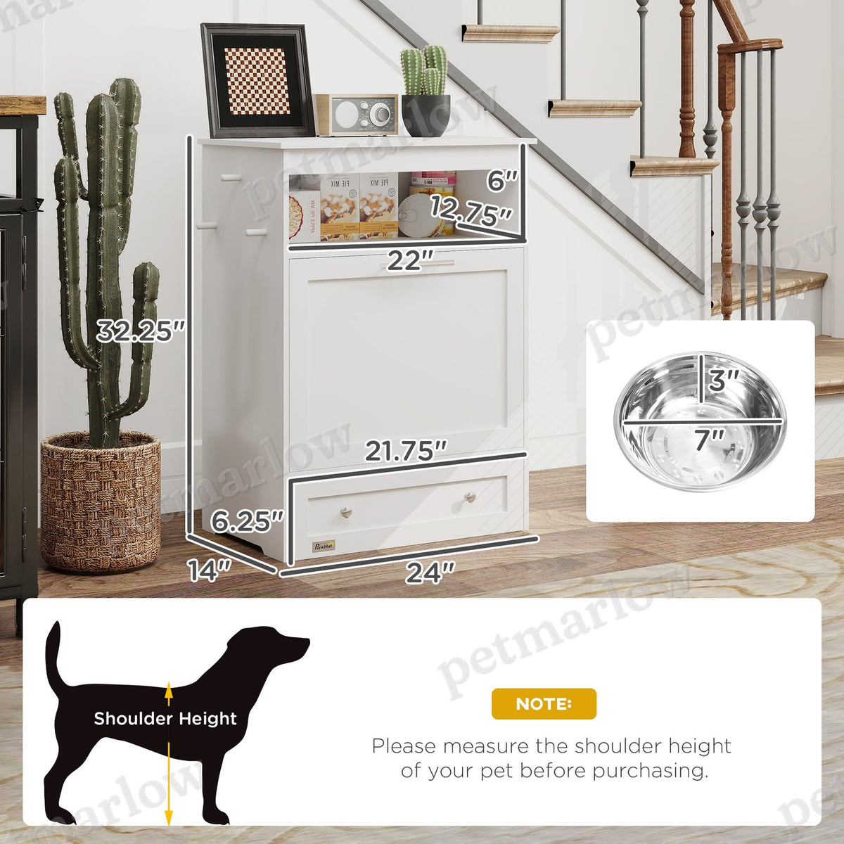 Pet Feeder Station Storage Cabinet with Bowls – view 3
