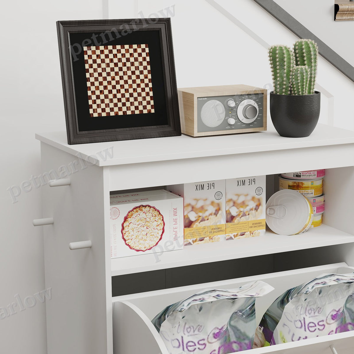 Pet Feeder Station Storage Cabinet with Bowls – view 4