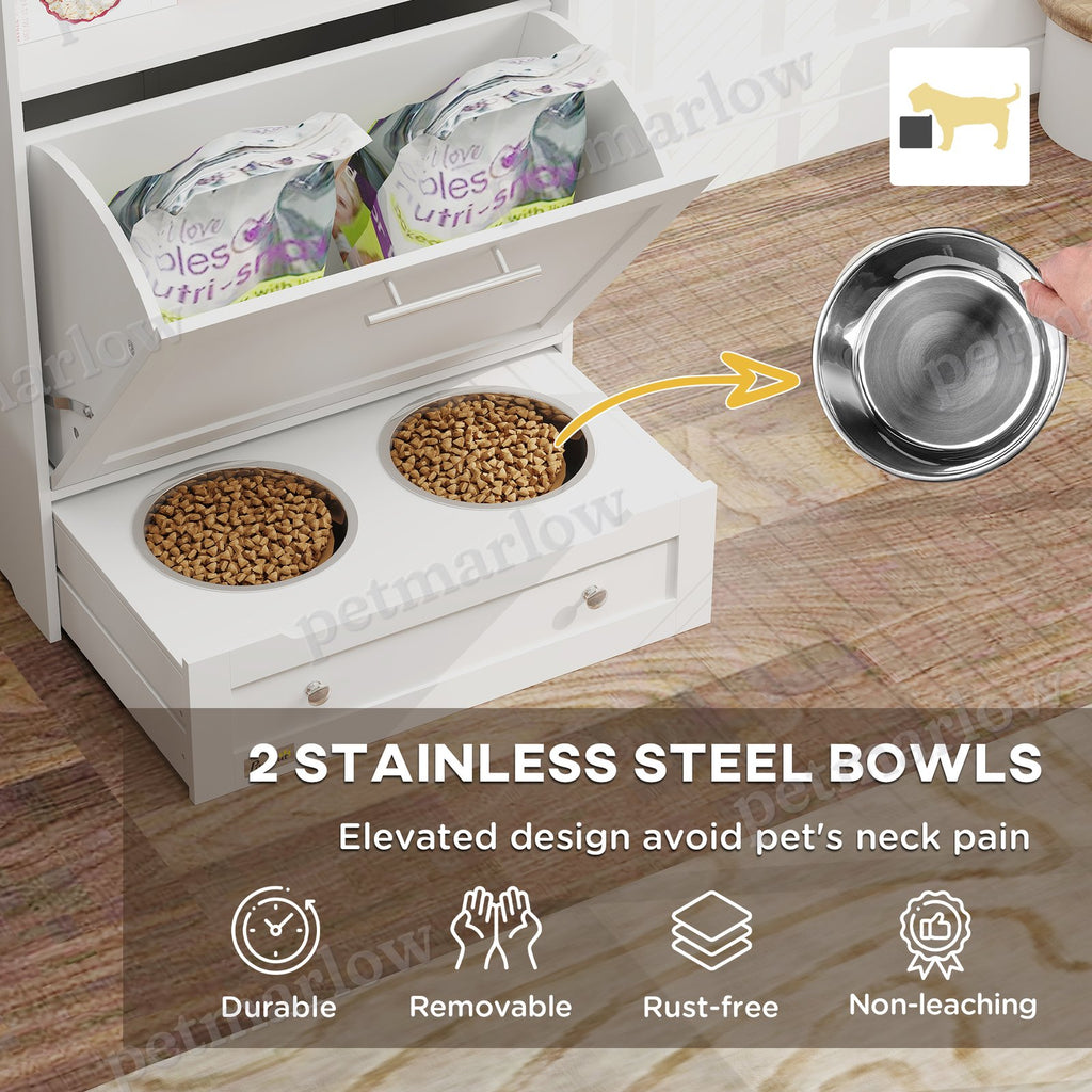 Pet Feeder Station Storage Cabinet with Bowls – view 5