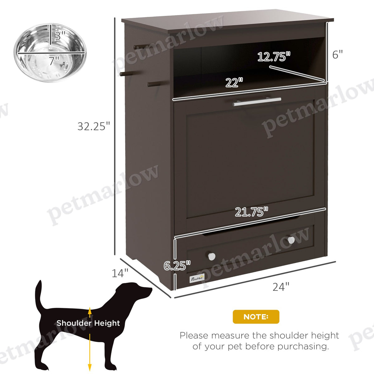 Pet Feeder Station with Storage Cabinet for Dogs – view 3