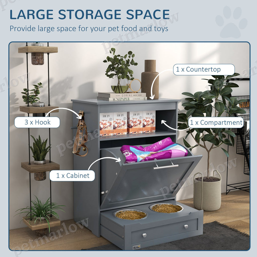 Pet Feeder Station with Storage Cabinet for Dogs – view 3
