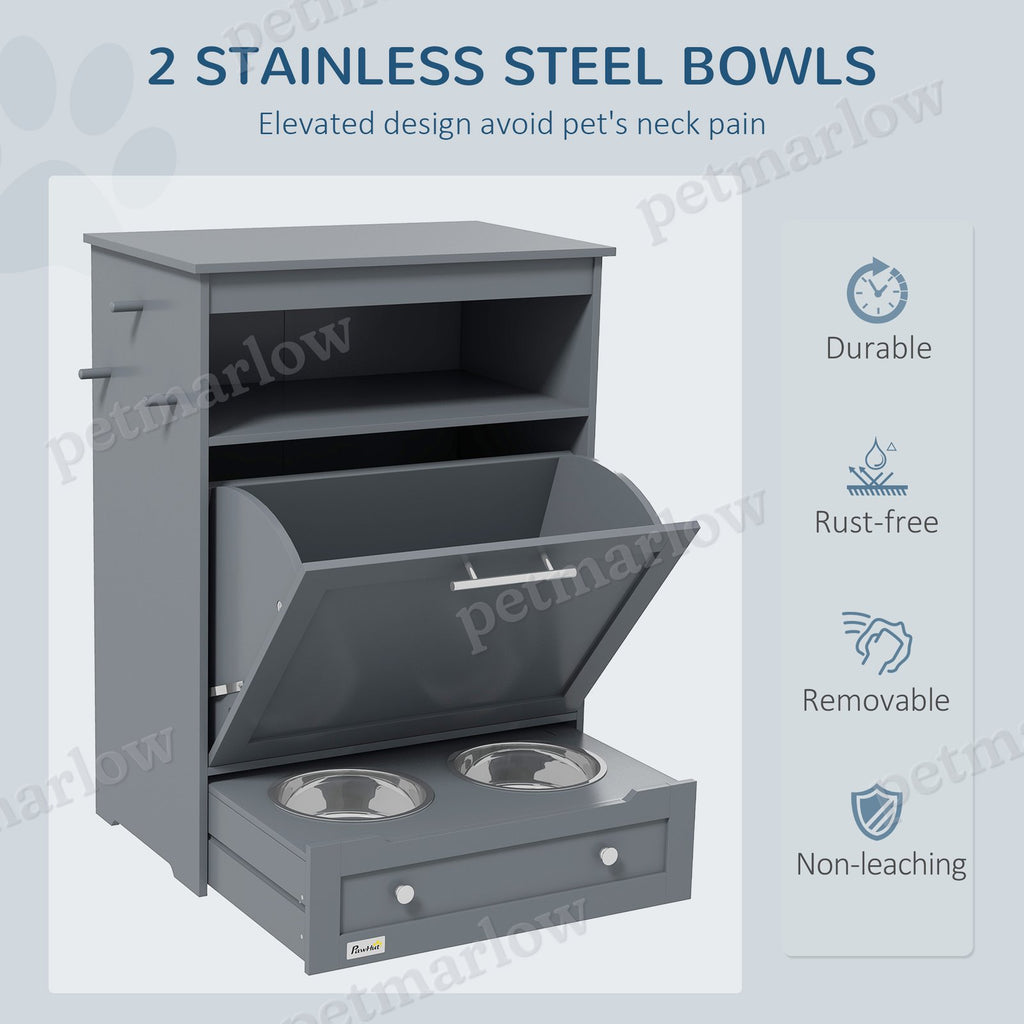 Pet Feeder Station with Storage Cabinet for Dogs – view 4