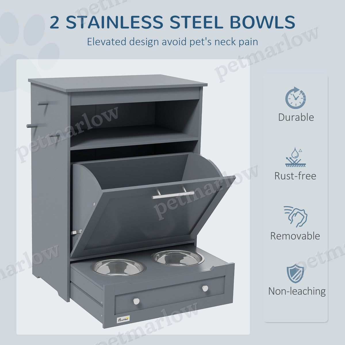 Pet Feeder Station with Storage Cabinet for Dogs – view 4