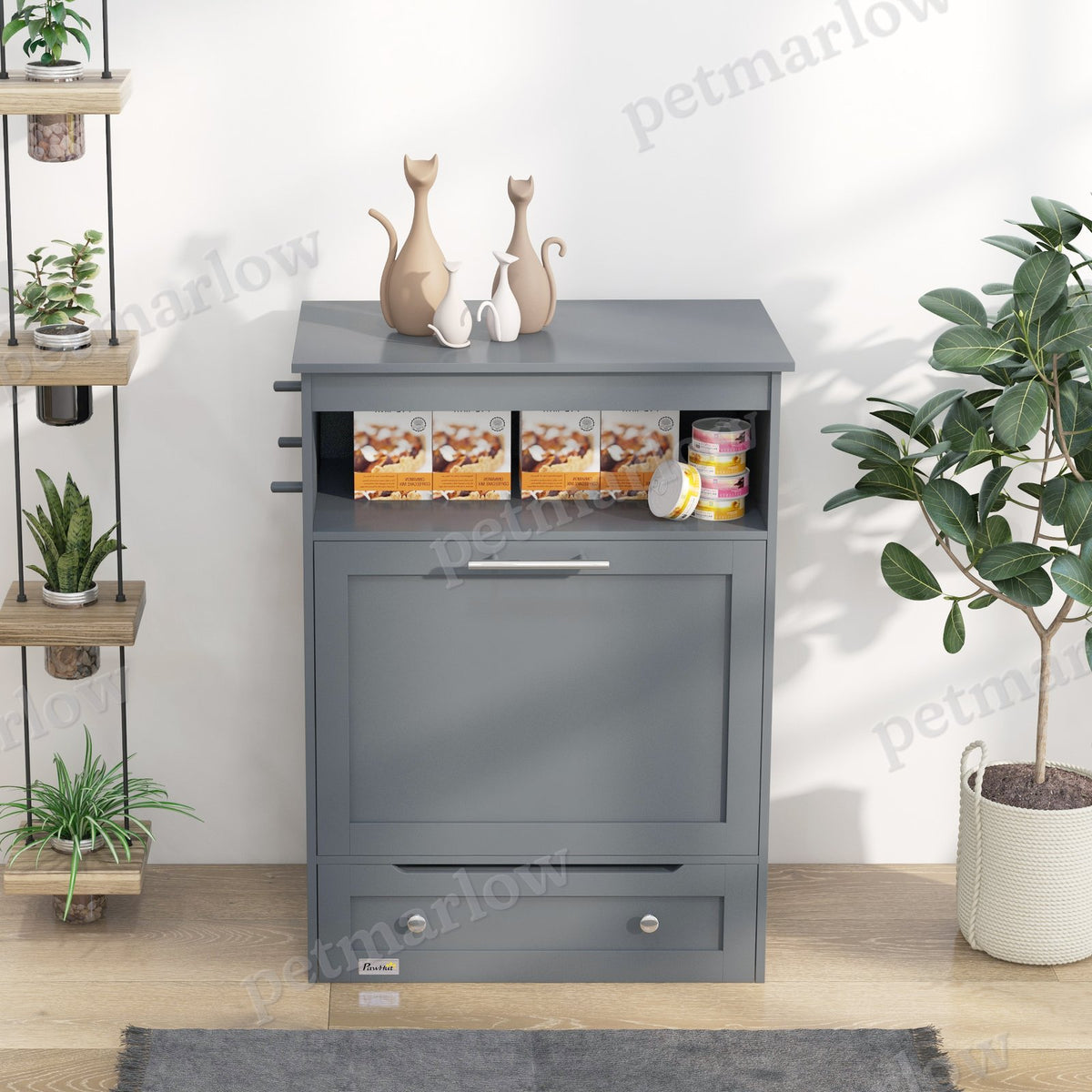 Pet Feeder Station with Storage Cabinet for Dogs – view 6