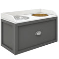 Pet Feeding Station with Storage and 2 Elevated Bowls – Gray / 690x385x180 mm