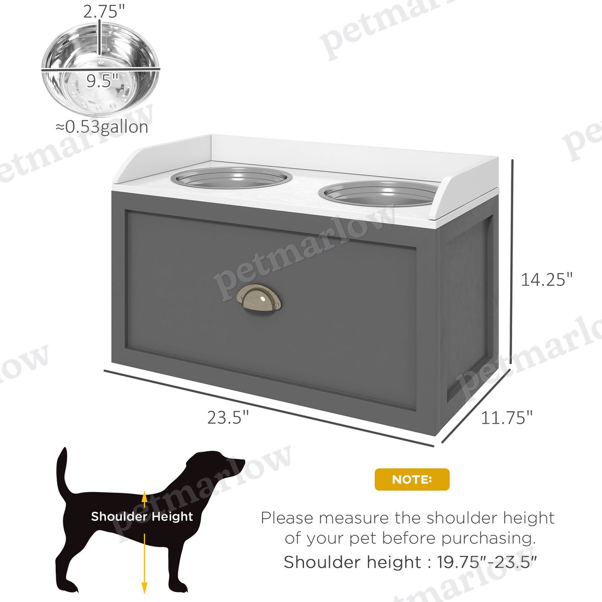 Pet Feeding Station with Storage and 2 Elevated Bowls – view 4