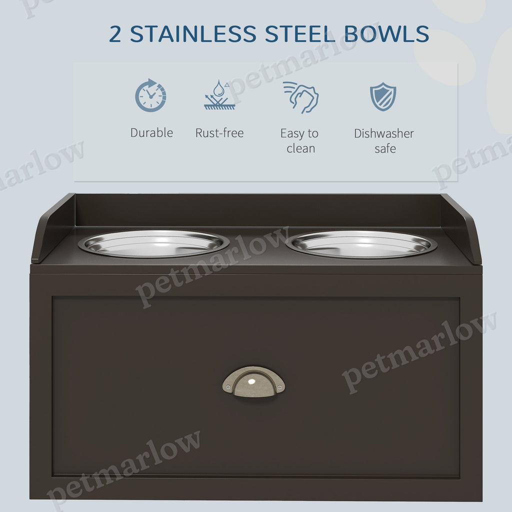 Pet Feeding Station with Elevated Bowls and Storage – view 4