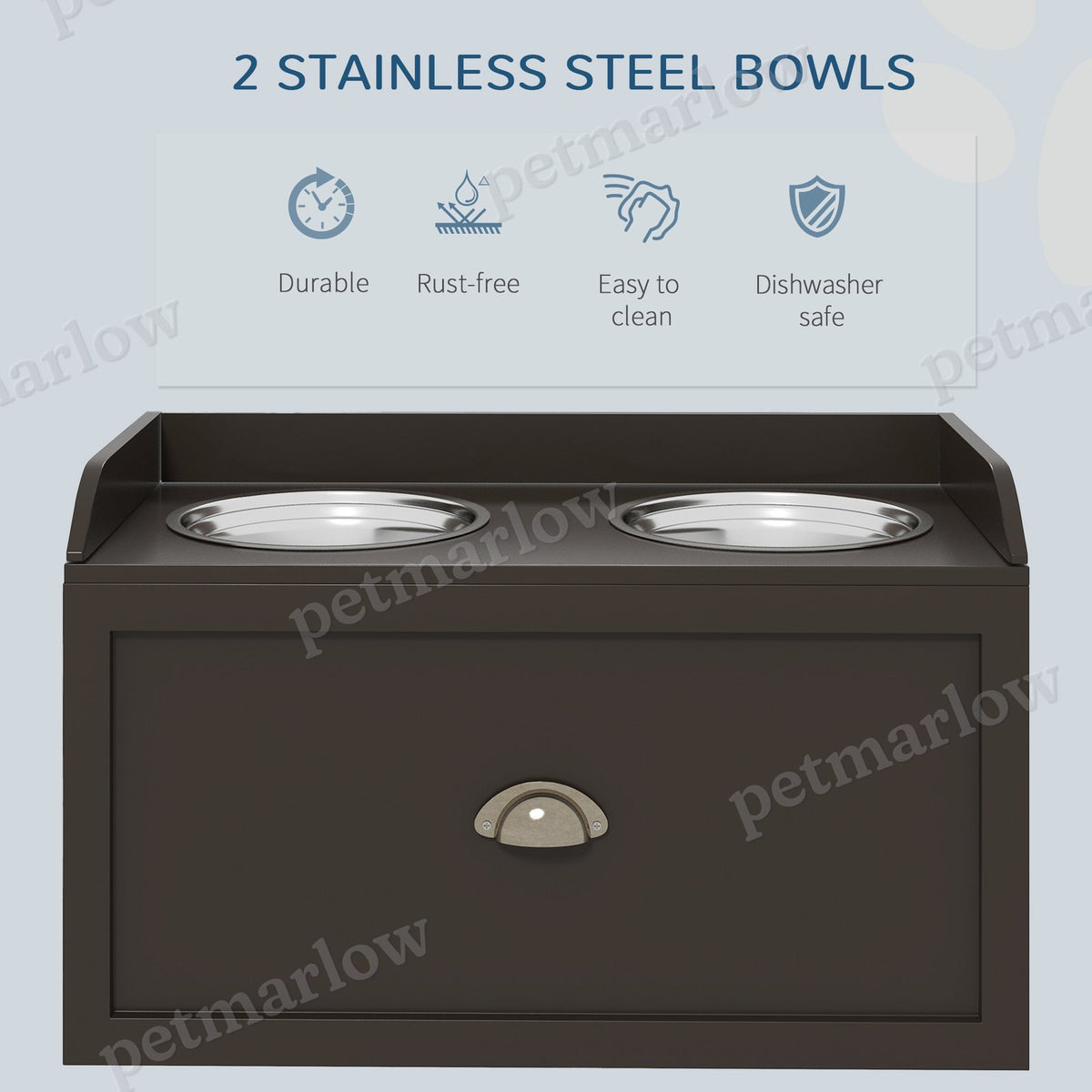 Pet Feeding Station with Elevated Bowls and Storage – view 4