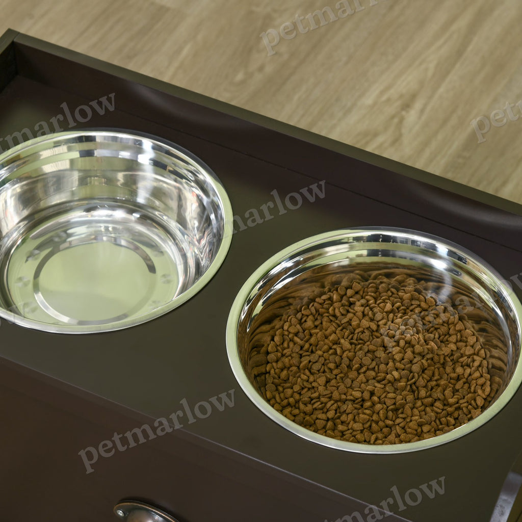 Pet Feeding Station with Elevated Bowls and Storage – view 5