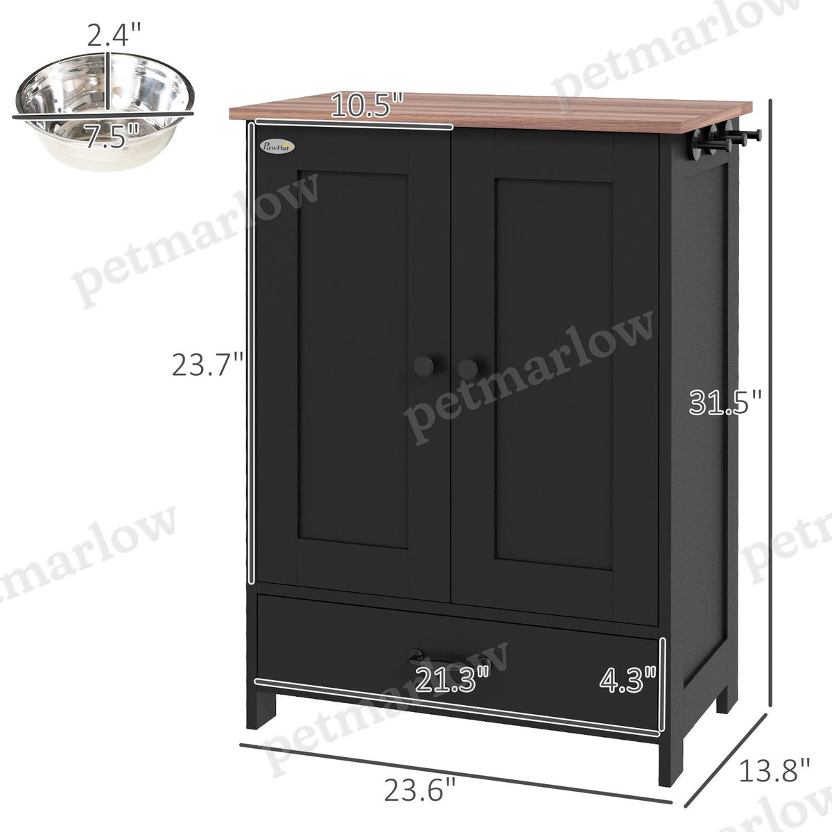 Pet Feeding Station with Storage and Adjustable Bowls – view 5