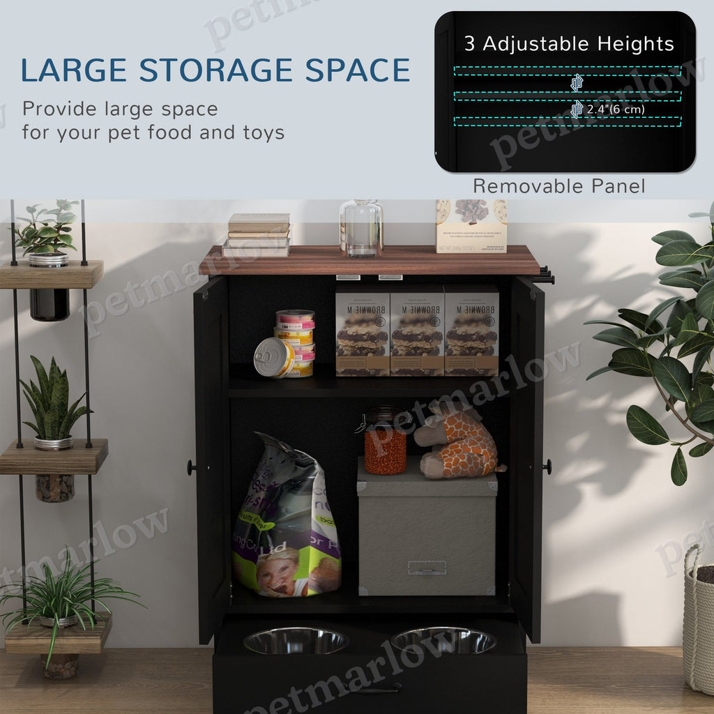 Pet Feeding Station with Storage and Adjustable Bowls – view 6