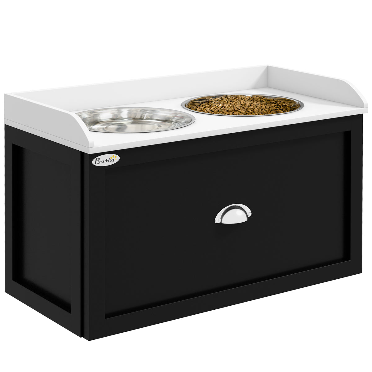 Pet Feeding Station with Storage for Large Dogs – White, Black / 690x385x180 mm