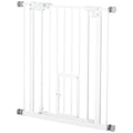 Extra Wide Pet Gate with Cat Door – White