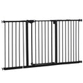 Pet Gate with Door and Extensions for Stairs – Black