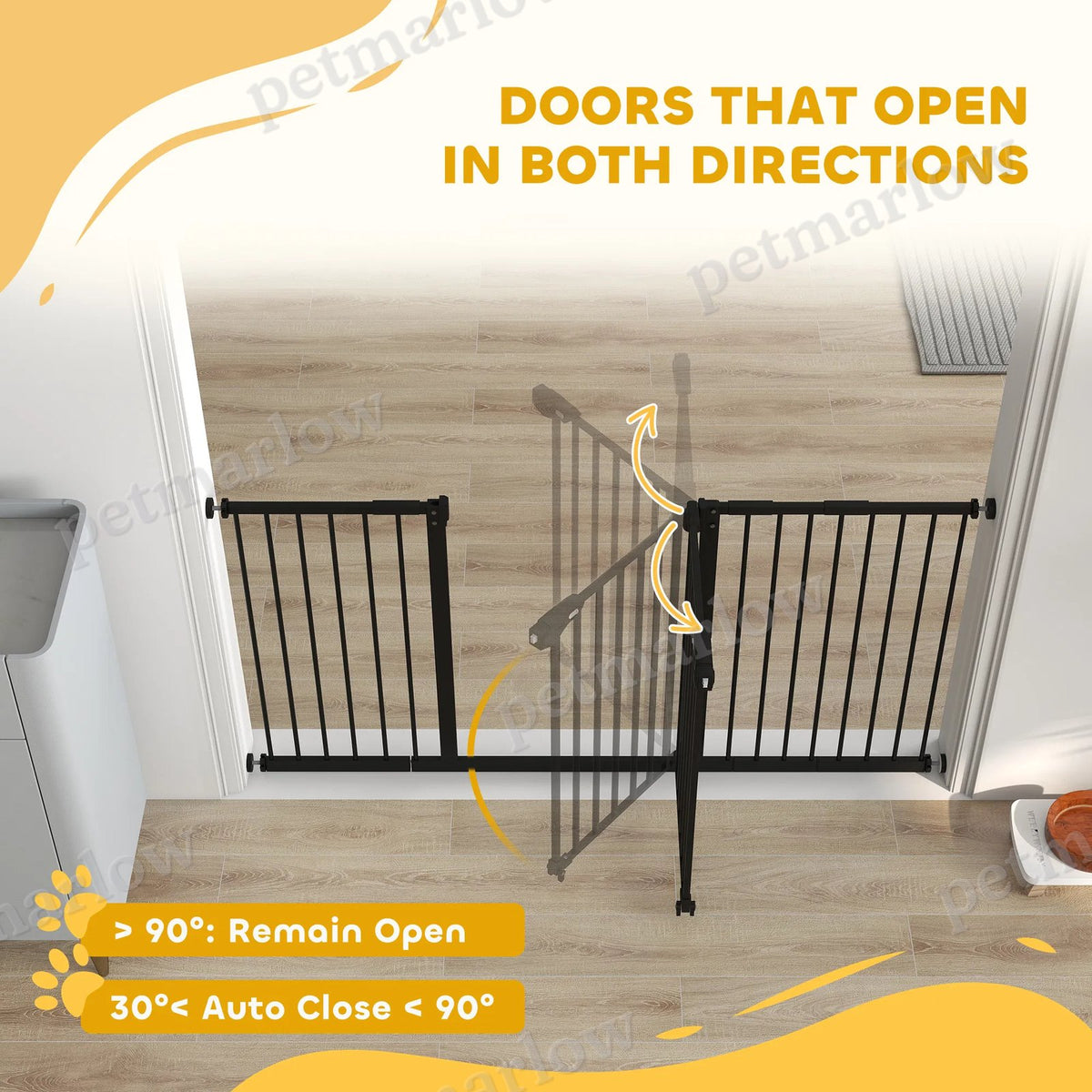 Pet Gate with Door and Extensions for Stairs – view 3