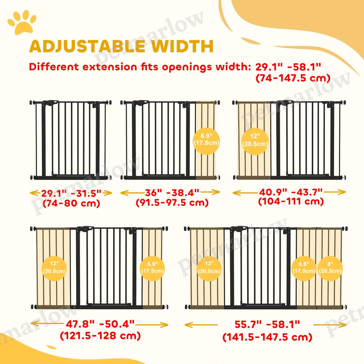 Pet Gate with Door and Extensions for Stairs – view 5