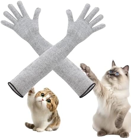 Pet Handling Gloves – 16" Extra-Long Cat Grooming Arm Sleeves