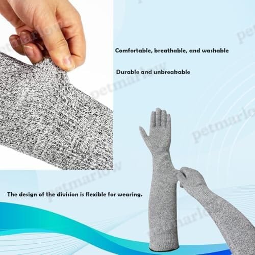 Pet Handling Gloves – 16" Extra-Long Cat Grooming Arm Sleeves – view 4