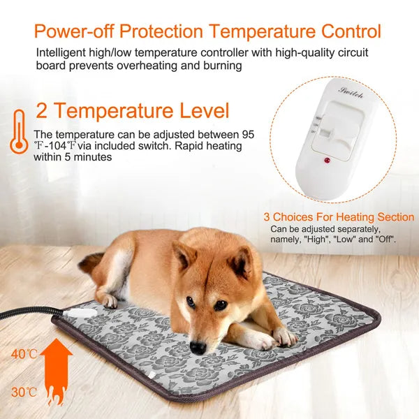 Pet Heating Pad for Dogs and Cats - Waterproof and Adjustable