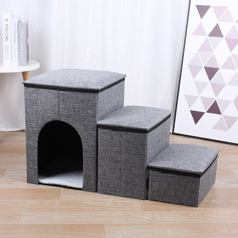 Pet Ladder Dogs And Cats Step Foldable – Gray