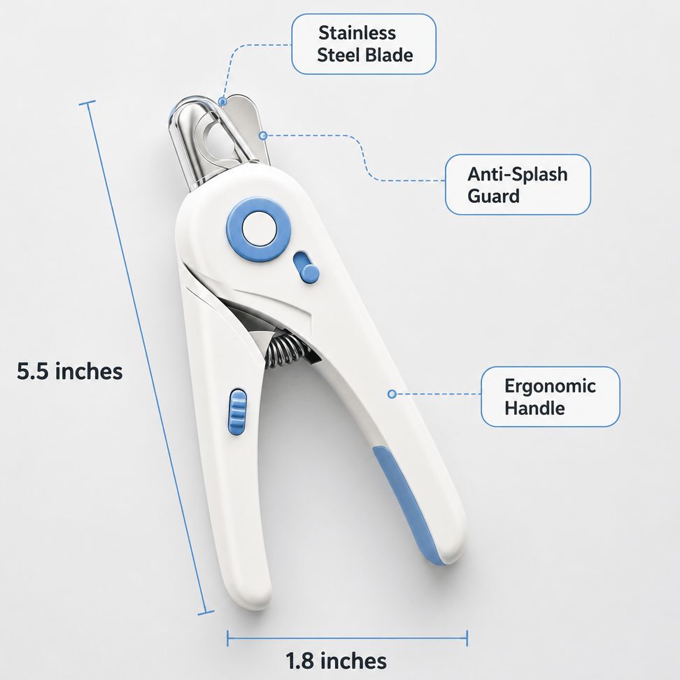 Pet Nail Clippers for Cats and Dogs with Safety Guard – White