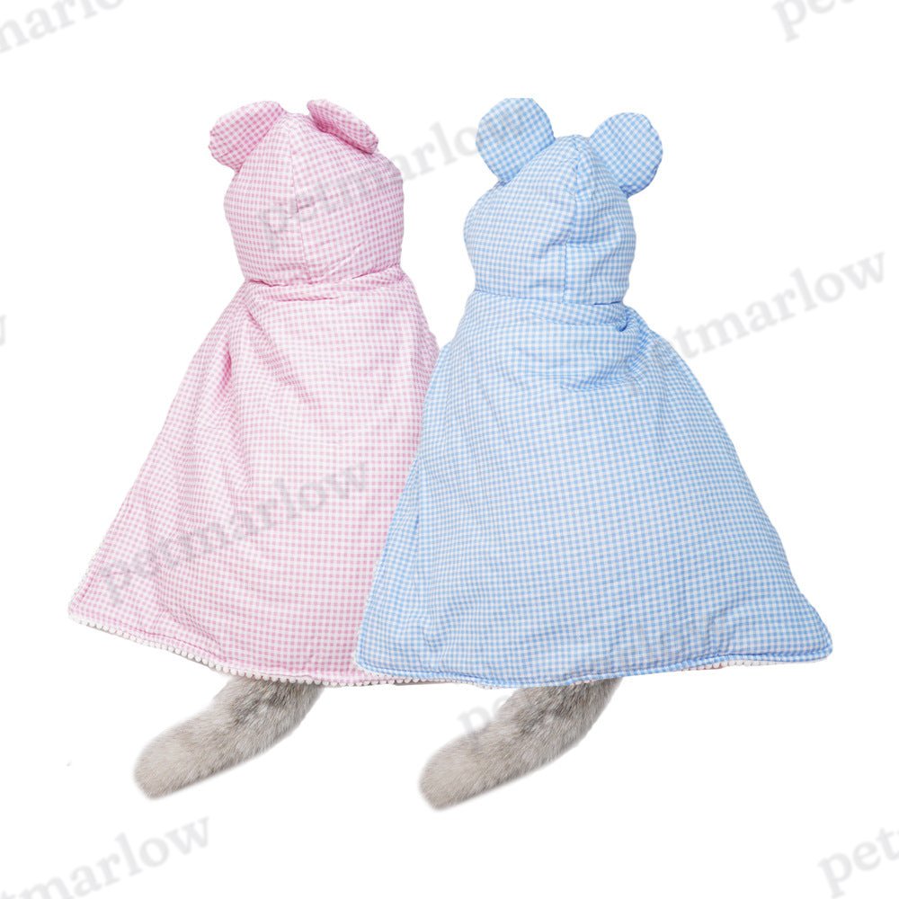 Pet Plaid Shawl Cat Cape Thickening Warm Flannel Pet Nightgown – view 4