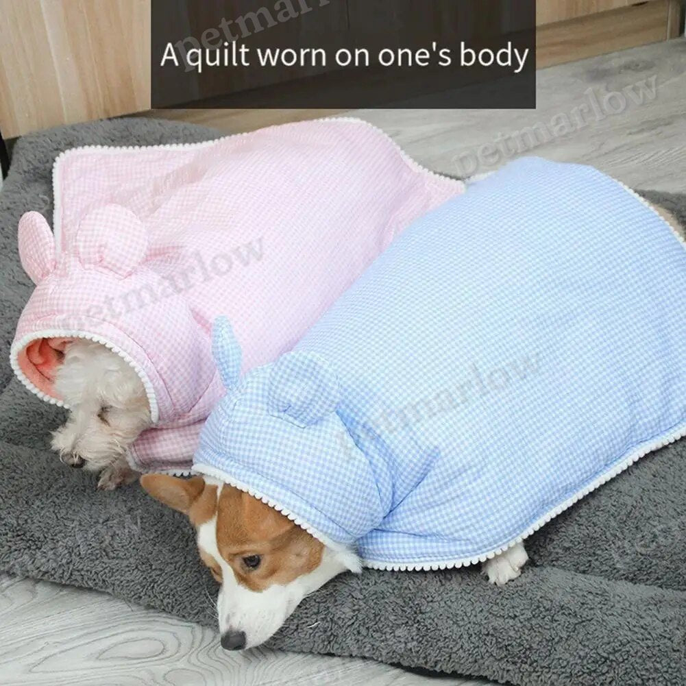 Pet Plaid Shawl Cat Cape Thickening Warm Flannel Pet Nightgown – view 5