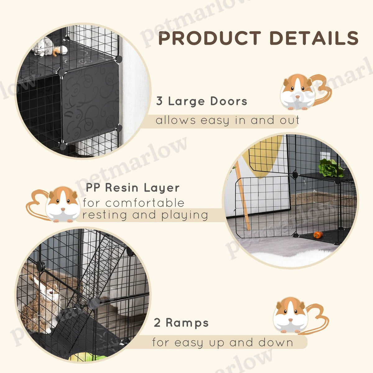 Pet Playpen for Small Animals with 3 Doors – view 3
