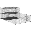 Pet Playpen with Door for Small Animals – Black / 380x155x440 mm