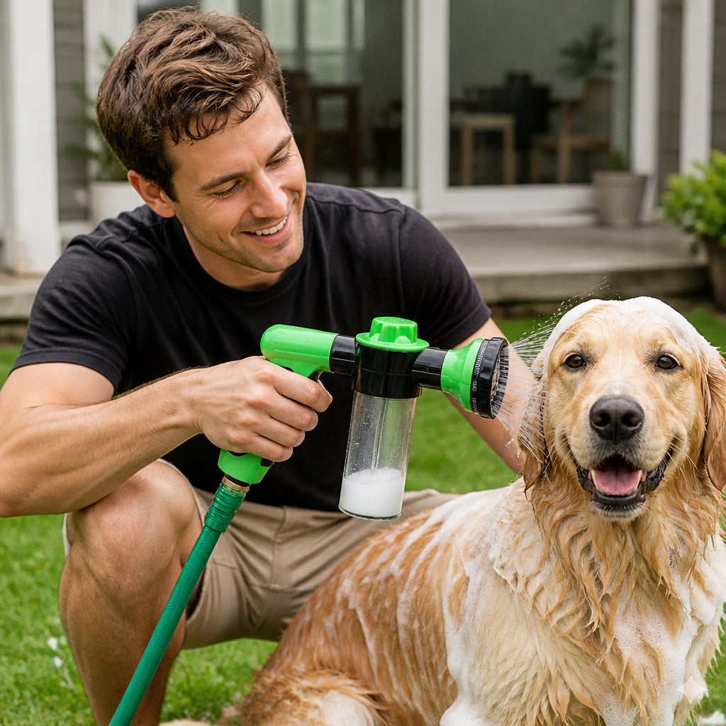Pet Shower Sprayer with Gentle Water Flow for Easy Dog Bathing – Green