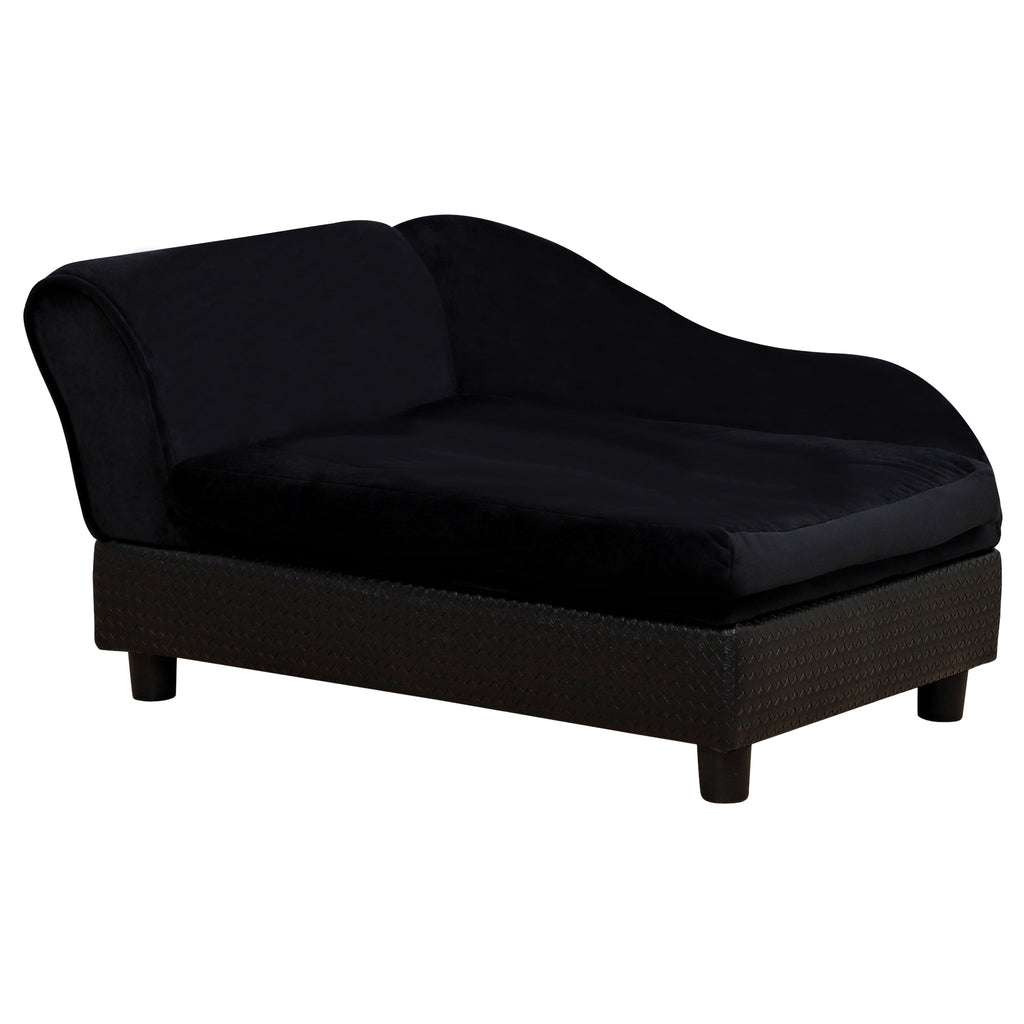 Pet Sofa Bed Couch with Storage for Cats and Small Dogs – Black / 740x485x165 mm